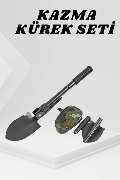 Katlanabilir Kamp Küreği Küçük Kazma Kürek Seti Pusulalı ürün görseli 1