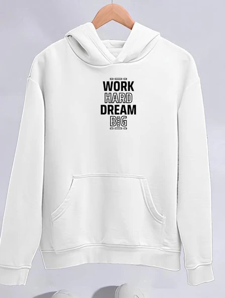 Kışlık Üç İplik Kapşonlu SweatShirt - Beyaz ürün görseli 1