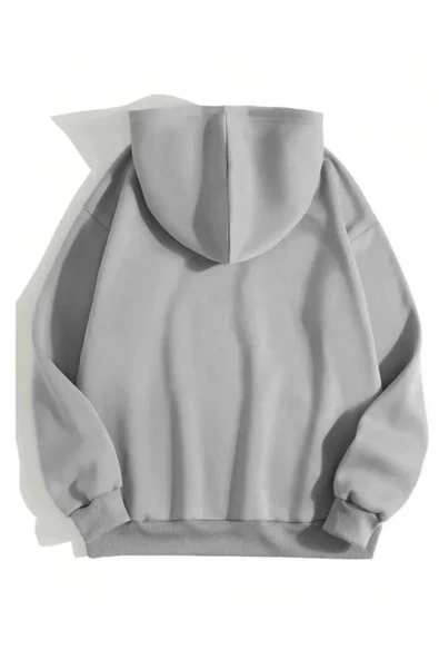 Erkek Düz Kapüşonlu Sweat - Boyalı Gri ürün görseli 1