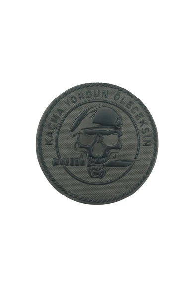 "Kaçma Yorgun Öleceksin " Kuru Kafa Siyah patch Arma 7 cm 3d, 2025 Yeni Model Tip Cırtlı, ürün görseli 1