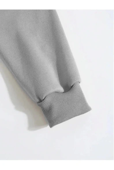 Erkek Düz Kapüşonlu Sweat - Boyalı Gri - Resim 4