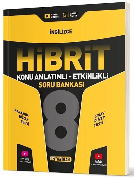 Hız Yayınları 8. Sınıf İngilizce HİBRİT Konu Anlatımlı Etkinlikli Soru Bankası ürün görseli 1