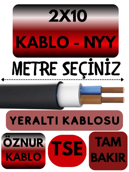 Öznur 2X10 NYY (Yeraltı Kablosu) Metre Seçenekli ürün görseli 1