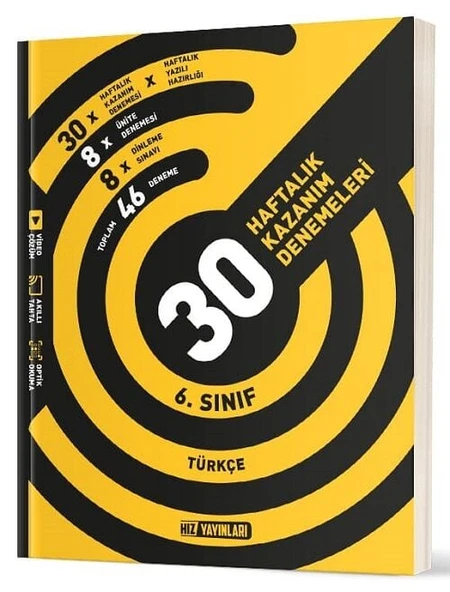 Hız Yayınları 6. Sınıf Türkçe 30 Haftalık Kazanım Denemeleri ürün görseli 1