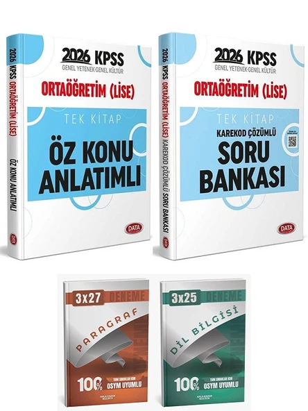 Data 2026 KPSS Ortaöğretim Lise Öz Konu Anlatımlı + Soru Bankası 2 li Set Anla Kazan Paragraf ürün görseli 1
