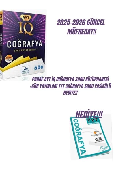 PARAF AYT İQ COĞRAFYA SORU KÜTÜPHANESİ+GÜR YAYINLARI TYT COĞRAFYA SORU FASİKÜLÜ HEDİYE!! ürün görseli 1