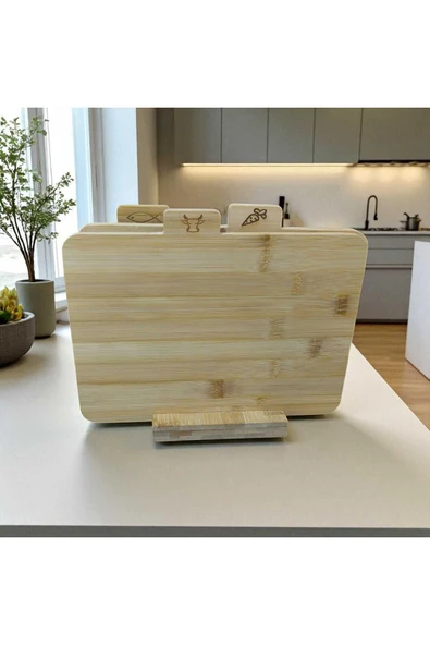 Ar Armese 4 Parça Ayaklı Bambu Kesme Tahtası Seti 28 cm Sebze, Et, Peynir, Balık İçin Doğal ve Hijyenik Sunum ürün görseli 1