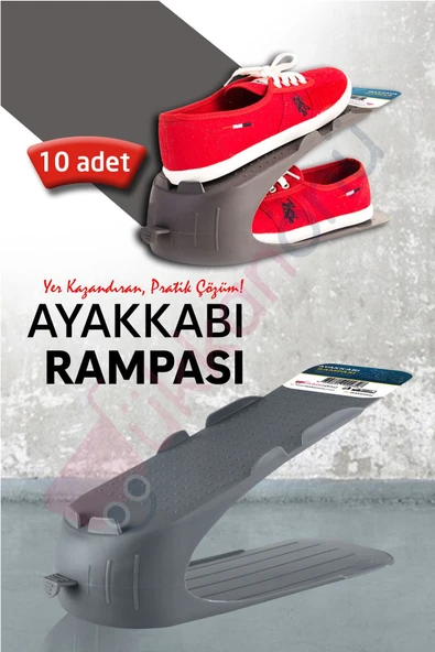 Ar Armese 10 Adet Ayakkabı Rampası Ayakkabı Düzenleyici Organizer Antrasit ürün görseli 1