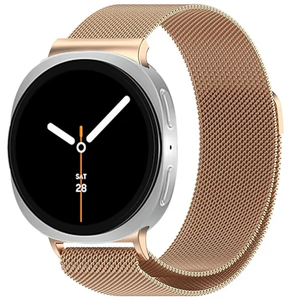 Samsung Galaxy Watch 8 40mm 44mm Uyumlu Manyetik Milanese Loop Metal Kordon  Rose Gold ürün görseli 1