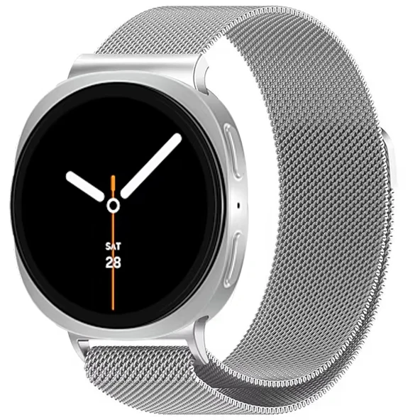 Samsung Galaxy Watch 8 40mm 44mm Uyumlu Manyetik Milanese Loop Metal Kordon  Gümüş ürün görseli 1