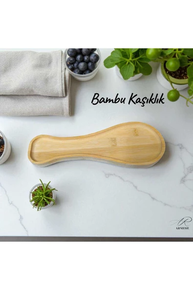 Ar Armese Doğal Bambu Kaşıklık, 28 Cm Uzunluk Mutfak Için Şık Ve Dayanıklı Kaşık Altlığı ürün görseli 1