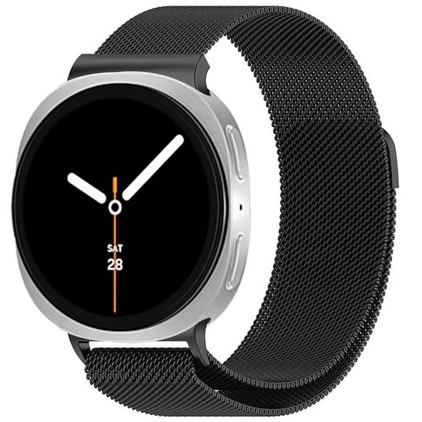 Samsung Galaxy Watch 8 40mm 44mm Uyumlu Manyetik Milanese Loop Metal Kordon  Siyah ürün görseli 1