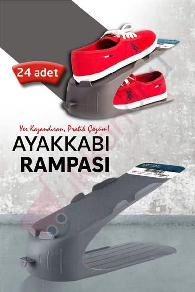 Ar Armese 24 Adet Ayakkabı Rampası Ayakkabı Düzenleyici Organizer Antrasit ürün görseli 1