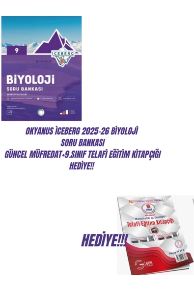 OKYANUS 9 İCEBERG BİYOLOJİ SORU BANKASI 2025-26+9.SINIF TELAFİ EĞİTİM KİTAPÇIĞI HEDİYE!! ürün görseli 1