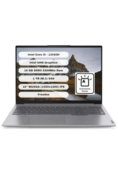 LENOVO Thinkbook 16 G6 IRL GTI1 Intel Core i5 13420H 16GB 1TB SSD 16'' WUXGA Freedos Gri 21KH00SXTR ürün görseli 1