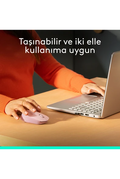 logitech M171 USB Alıcılı Kablosuz Kompakt Mouse - Pembe - Resim 3