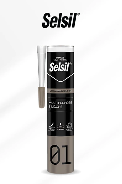 Selsil 280GR Şeffaf Silikon Mastik, Su Geçirmez Yapıştırıcı ve Dolgu, Esnek Sızdırmazlık ürün görseli 1