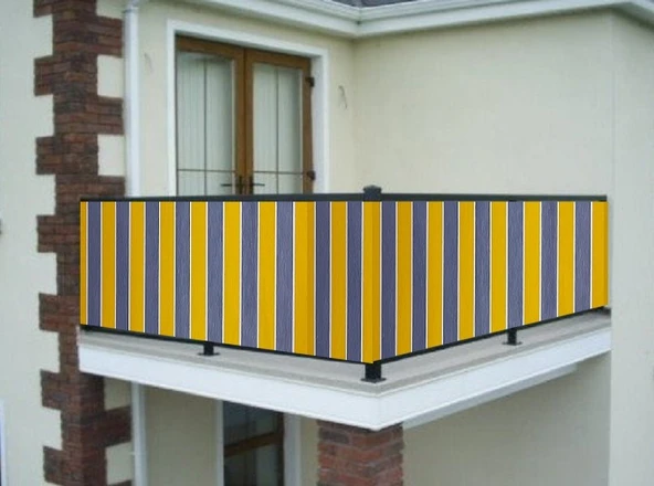 CEYLAN Home Balkon Demir Perdesi Bağcıklı Sarı Gri Ölçü Seçenekli ürün görseli 1