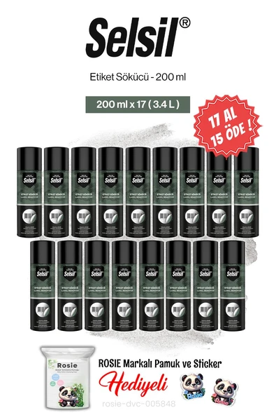 Selsil Etiket Sökücü 200 ml, 17 AL 15 ÖDE ve rosie pamuk ürün görseli 1