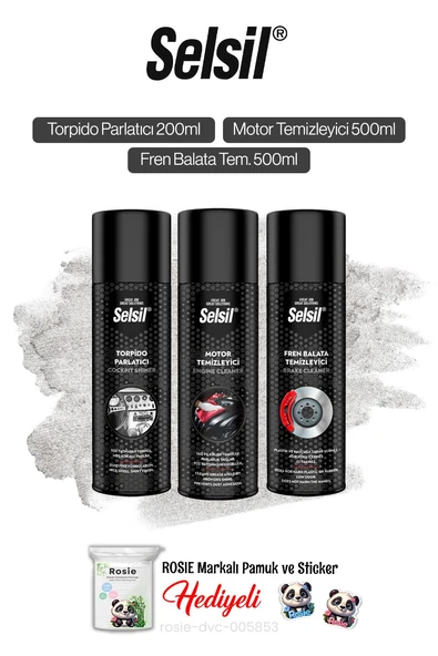 Selsil Fren Balata ve Motor Tem. 500 ml, Torpido Parlatıcı 200 ml ve Rosie ürün görseli 1