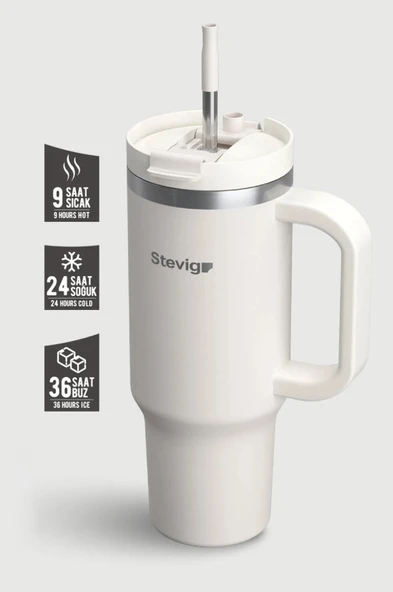 Stevig ST-242 2 Moods Tuck-In Tumbler Sızdırmaz Çelik Termos 900ML White Sand ürün görseli 1