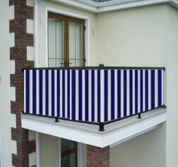 Ceylan Home Balkon Demiri Perdesi Bağcıklı Her Ölçüde Özel Dikim Mavi ürün görseli 1