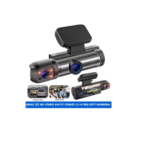 Leerfei 3 Kameralı Araç İçi Kamera Sd Kart Destekli Kamera V9 - (Hafıza Kartı Dahil Değildir) ürün görseli 1