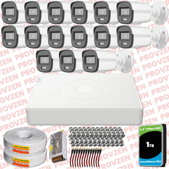 Provzen Hikvision ColorVu Full HD 15 Kameralı Gece Renkli Güvenlik Kamerası Olay Anında bildirim ürün görseli 1