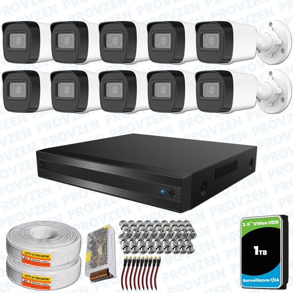 Provzen Hikvision RV 10 Kameralı Full HD Geniş Açı Güvenlik Kamerası 1TB ürün görseli 1