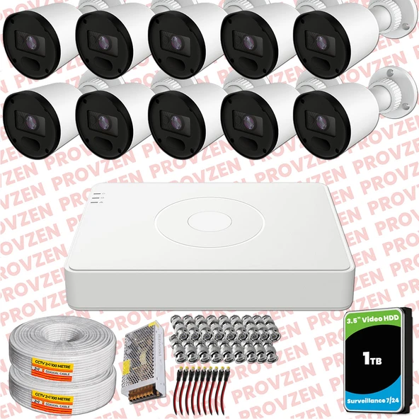 Provzen RV Hikvision 10 Kameralı Full HD 20mt Gece Görüşlü Güvenlik Kamerası Olay Anında bildirim ürün görseli 1