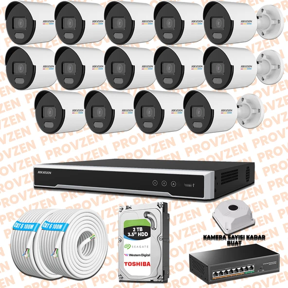 Provzen Hikvision 14 IP 4MP ColorVu Mikrofonlu Güvenlik Kamerası Olay Anında bildirim ürün görseli 1