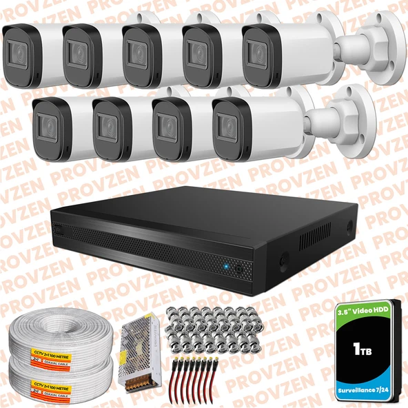 Provzen Rivo Dahua 9 Kameralı Full HD Güvenlik Kamerası 1tb hdd ürün görseli 1
