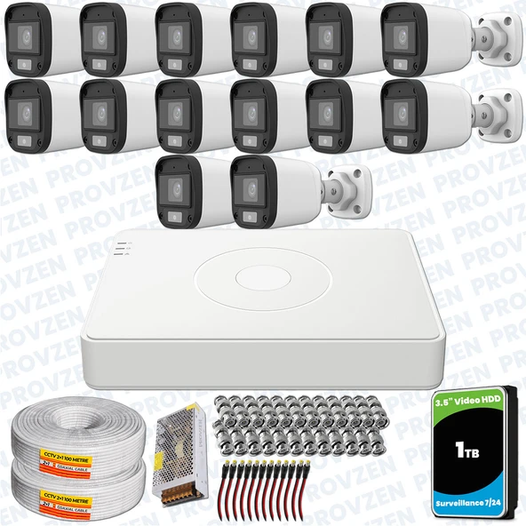 Provzen UNV Full HD 14 Kamera Renkli Gece Görüş Mikrofonlu Olay Anında bildirim ürün görseli 1