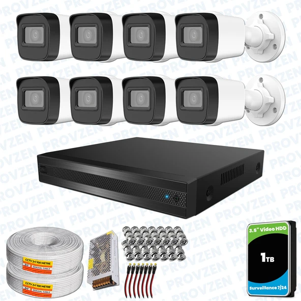 Provzen Hikvision RV 8 Kameralı Full HD Geniş Açı Güvenlik Kamerası 1TB ürün görseli 1
