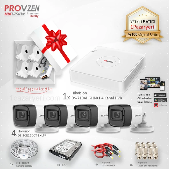 Provzen Premium Hikvision 4 Kameralı Güvenlik Kamera Seti 500GB ürün görseli 1