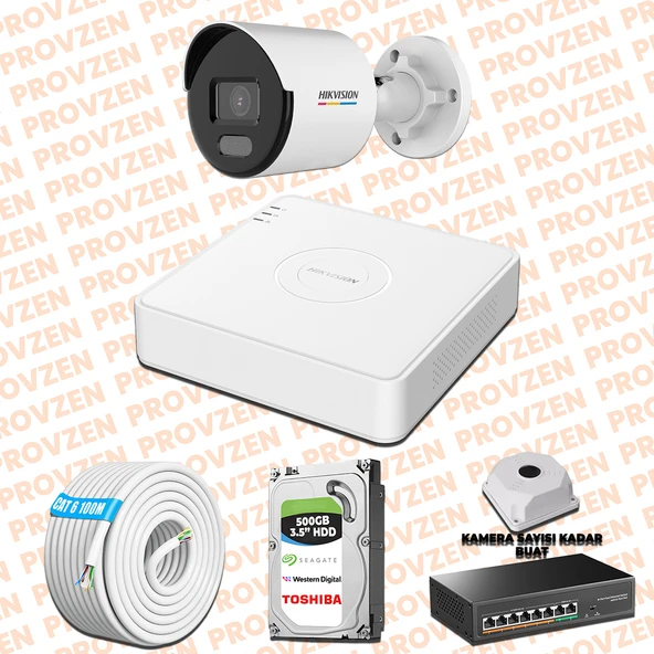 Provzen Hikvision 1 IP Kamera 7/24 Renkli Mikrofonlu Güvenlik Kamerası Olay Anında bildirim ürün görseli 1