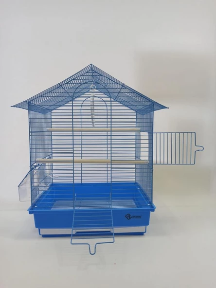 Dayang İki Kapılı Çatılı Kuş Kafesi 35x28x46 Mavi ürün görseli 1