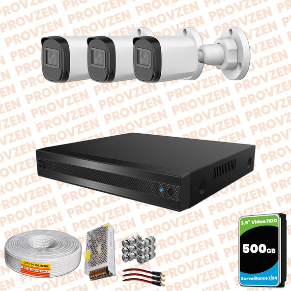 Provzen Rivo Dahua 3 Kameralı Full HD Güvenlik Kamerası 500GB ürün görseli 1