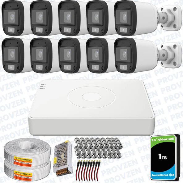 Provzen UNV Full HD 10 Kamera Renkli Gece Görüş Mikrofonlu Olay Anında bildirim ürün görseli 1