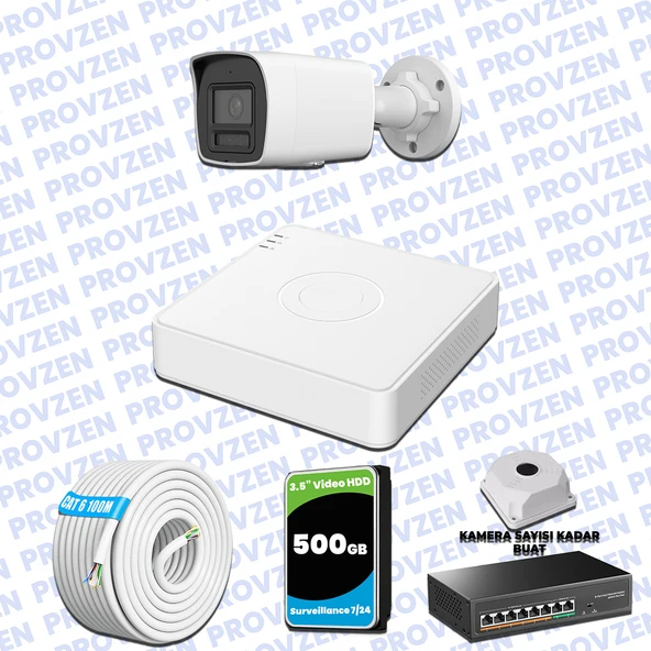 Provzen Hikvision Hibrit IP ColorVu 1 Kameralı Güvenlik Kamerası Mikrofonlu  Olay Anında bildirim ürün görseli 1