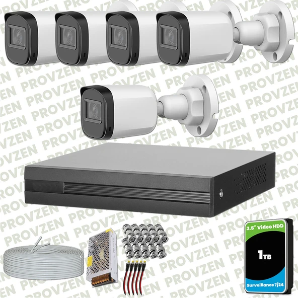 Provzen Dahua Full HD 5 Kameralı Güvenlik Kamerası + 1TB HDD ürün görseli 1
