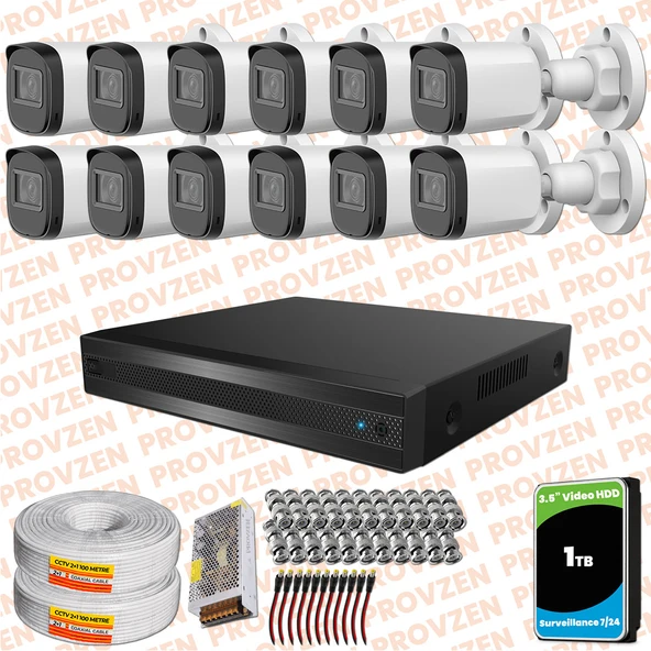 Provzen Rivo Dahua 12 Kameralı Full HD Güvenlik Kamerası 1tb hdd ürün görseli 1