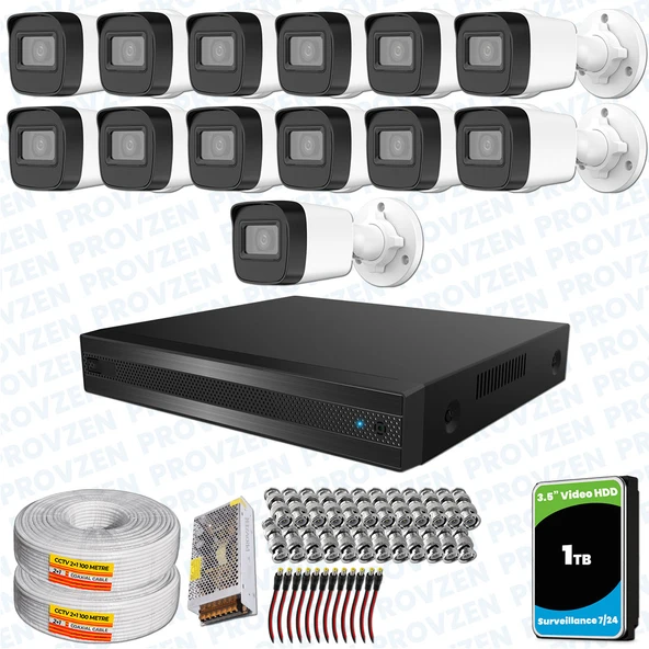 Provzen Hikvision RV 13 Kameralı Full HD Geniş Açı Güvenlik Kamerası 1TB ürün görseli 1