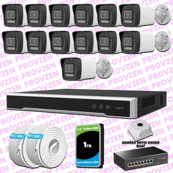 Provzen Hikvision 13 Kameralı IP 1080P ColorVu Güvenlik Kamerası Mikrofonlu Olay Anında bildirim ürün görseli 1