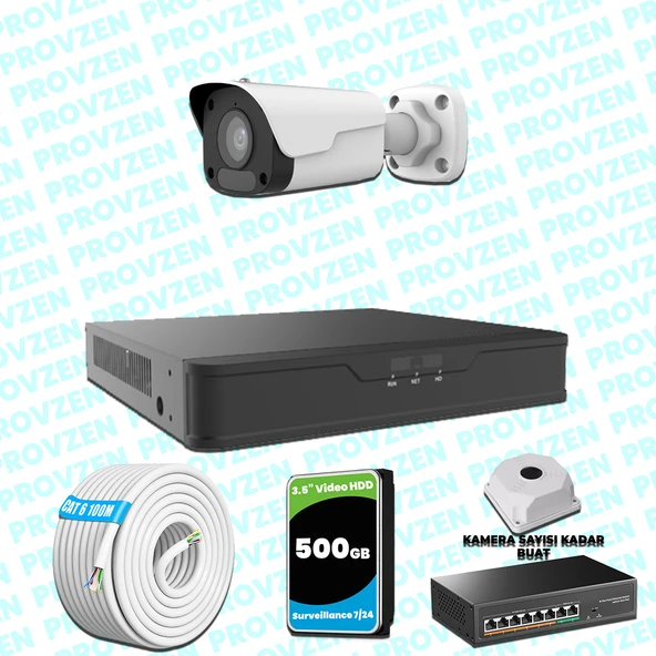 Provzen UNV 1 Kameralı IP Full HD Güvenlik Kamerası Seti ürün görseli 1