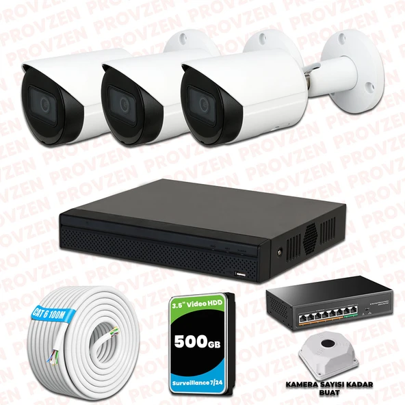 Provzen Dahua 3 Kameralı IP 1080P Gece Görüşlü Güvenlik Kamerası ürün görseli 1