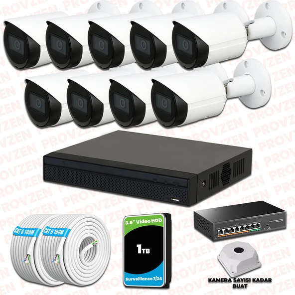 Provzen Dahua 9 Kameralı IP 1080P Gece Görüşlü Güvenlik Kamerası ürün görseli 1