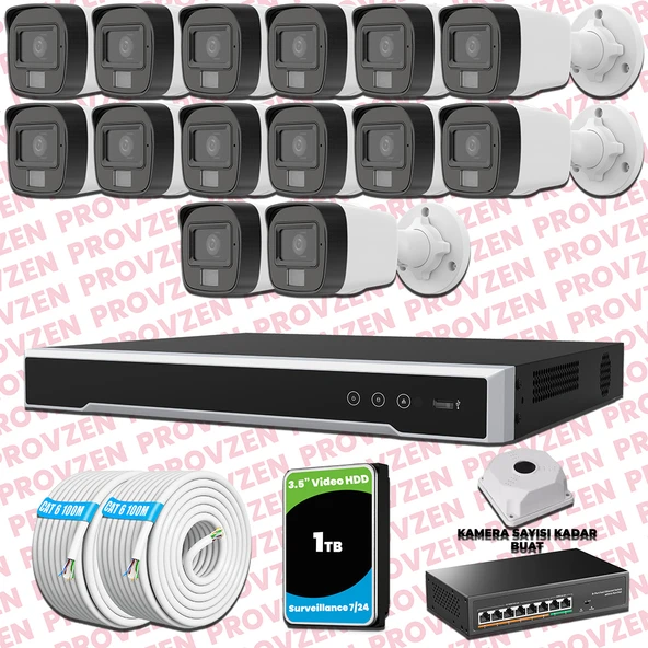 Provzen Hikvision 14 Kameralı IP Full HD Renkli Güvenlik Kamerası Mikrofonlu ürün görseli 1