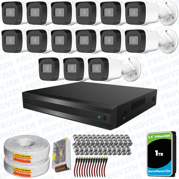 Provzen Hikvision RV 15 Kameralı Full HD Geniş Açı Güvenlik Kamerası 1TB ürün görseli 1