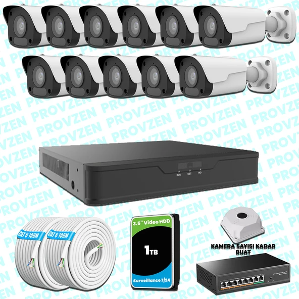 Provzen UNV 11 Kameralı IP Full HD Güvenlik Kamerası Seti ürün görseli 1